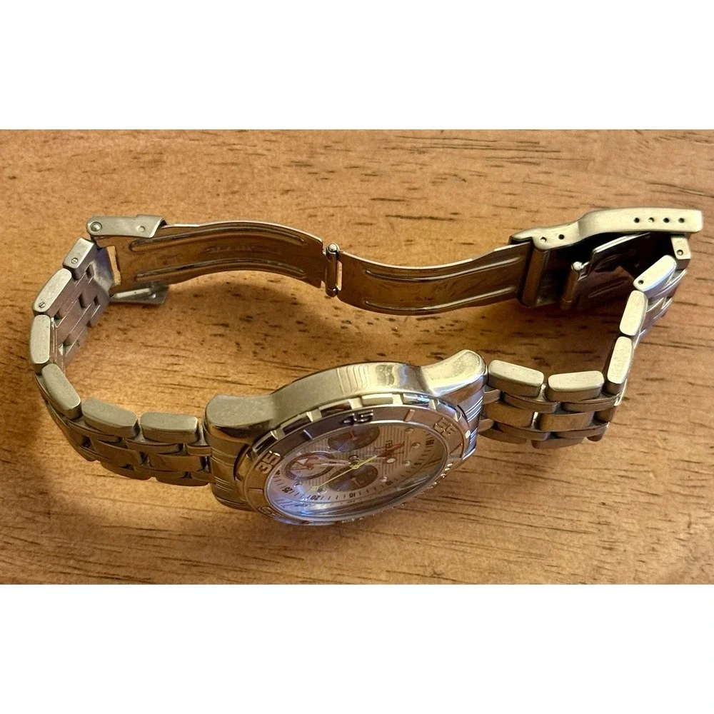 Vintage NAUTICA Day Date large Men's Watch Stainless Diver 100M Needs Battery